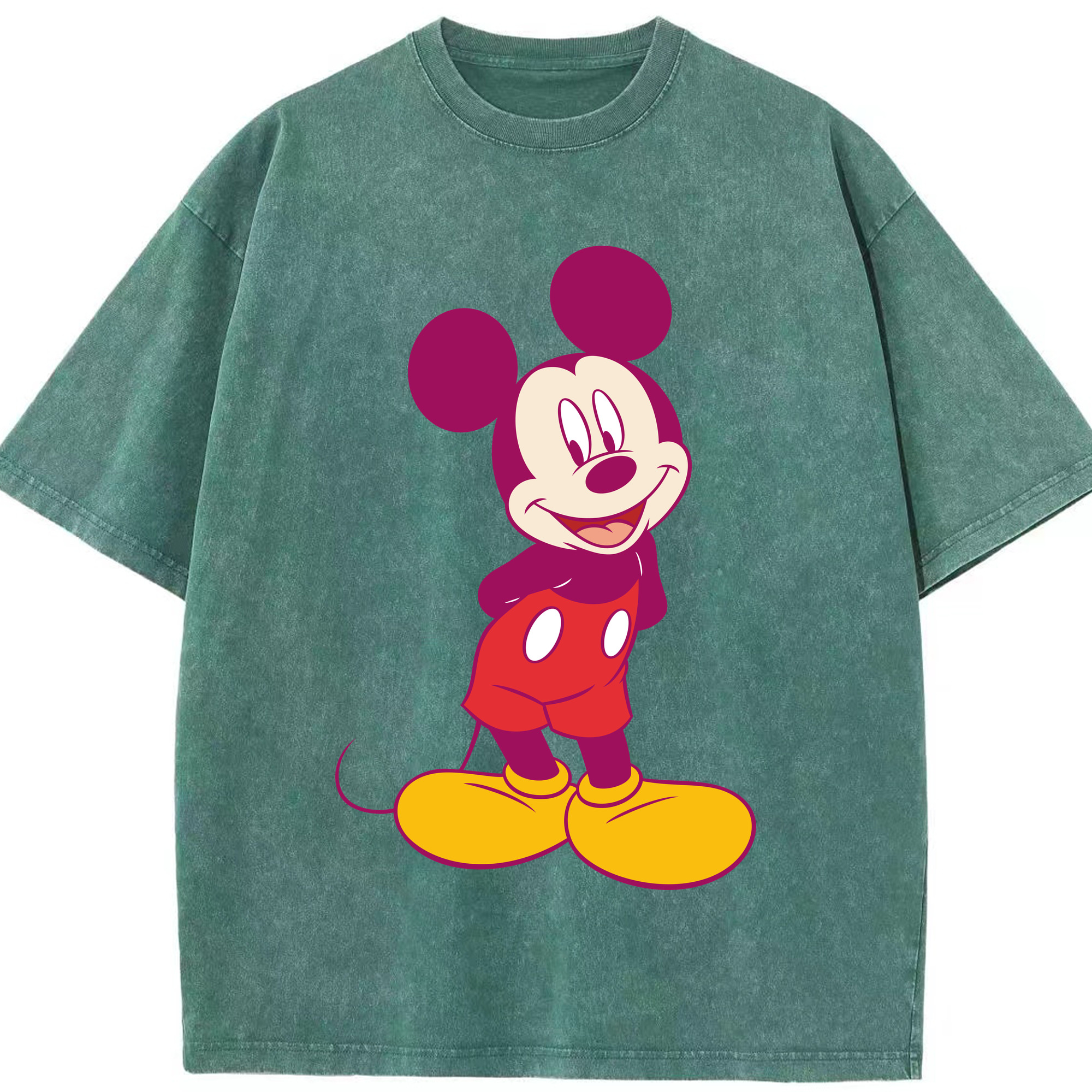 （画像用） ミッキーマウス Mickey Mouse 綿100% ヴィンテージ風 半袖Tシャツ（フロントプリント）